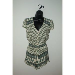 NWOT White and Green Floral Romper by American Rag